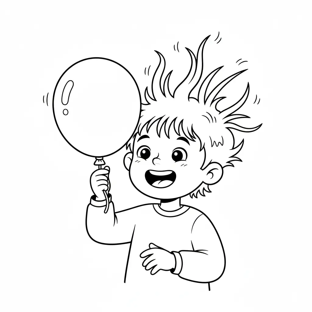 דף צביעה של ניסוי חשמל סטטי להדפסה