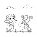 דף צביעה של ניסוי טלפון מחוט להדפסה