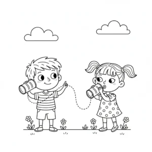 דף צביעה של ניסוי טלפון מחוט להדפסה