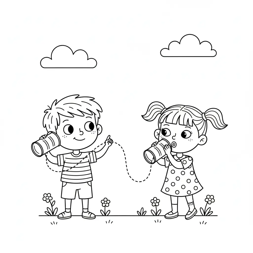 דף צביעה של ניסוי טלפון מחוט להדפסה