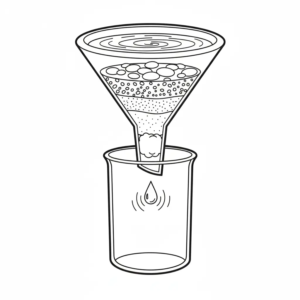 דף צביעה של ניסוי ניקוי וסינון מים להדפסה