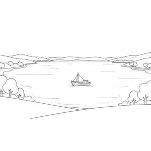 דף צביעה של סירה בכנרת להדפסה