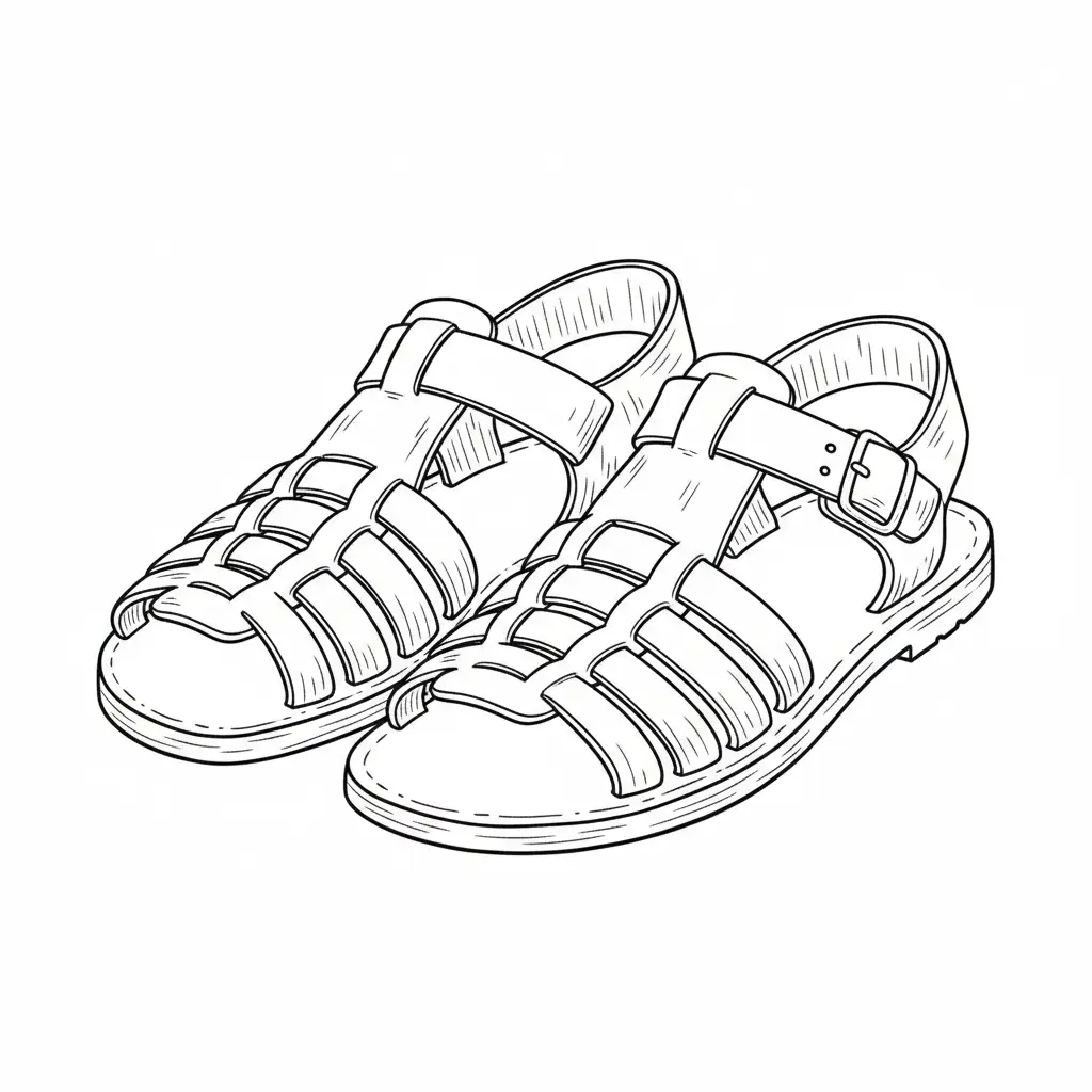 דף צביעה של סנדלים תנכיים להדפסה