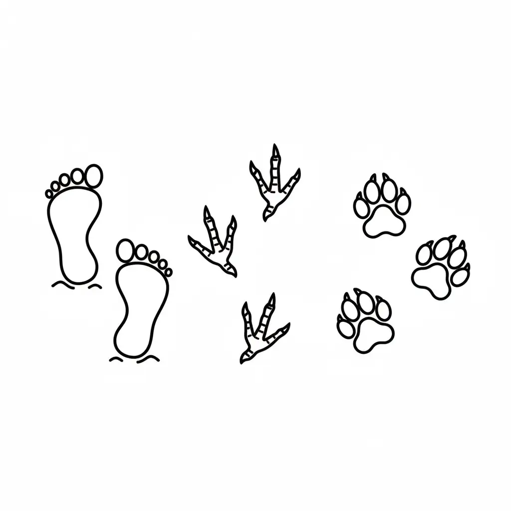 דף צביעה של עקבות שונות להדפסה