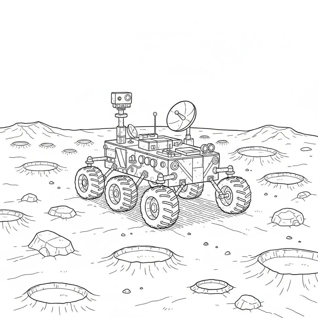 דף צביעה של רכב חלל להדפסה