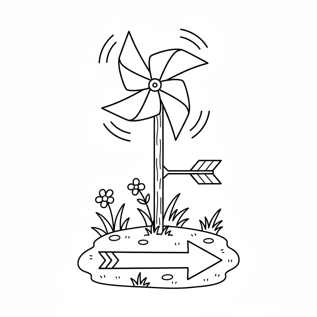 דף צביעה של שבשבת רוח להדפסה