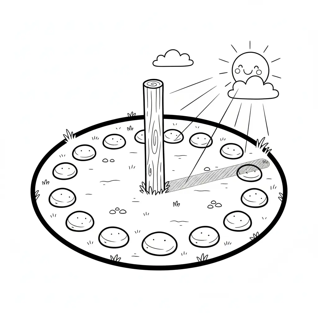 דף צביעה של שעון שמש להדפסה