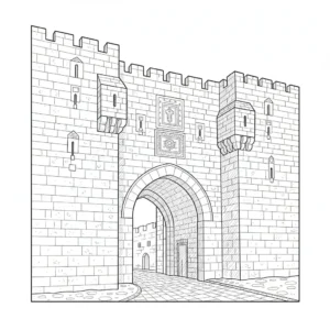 דף צביעה של שער יפו להדפסה