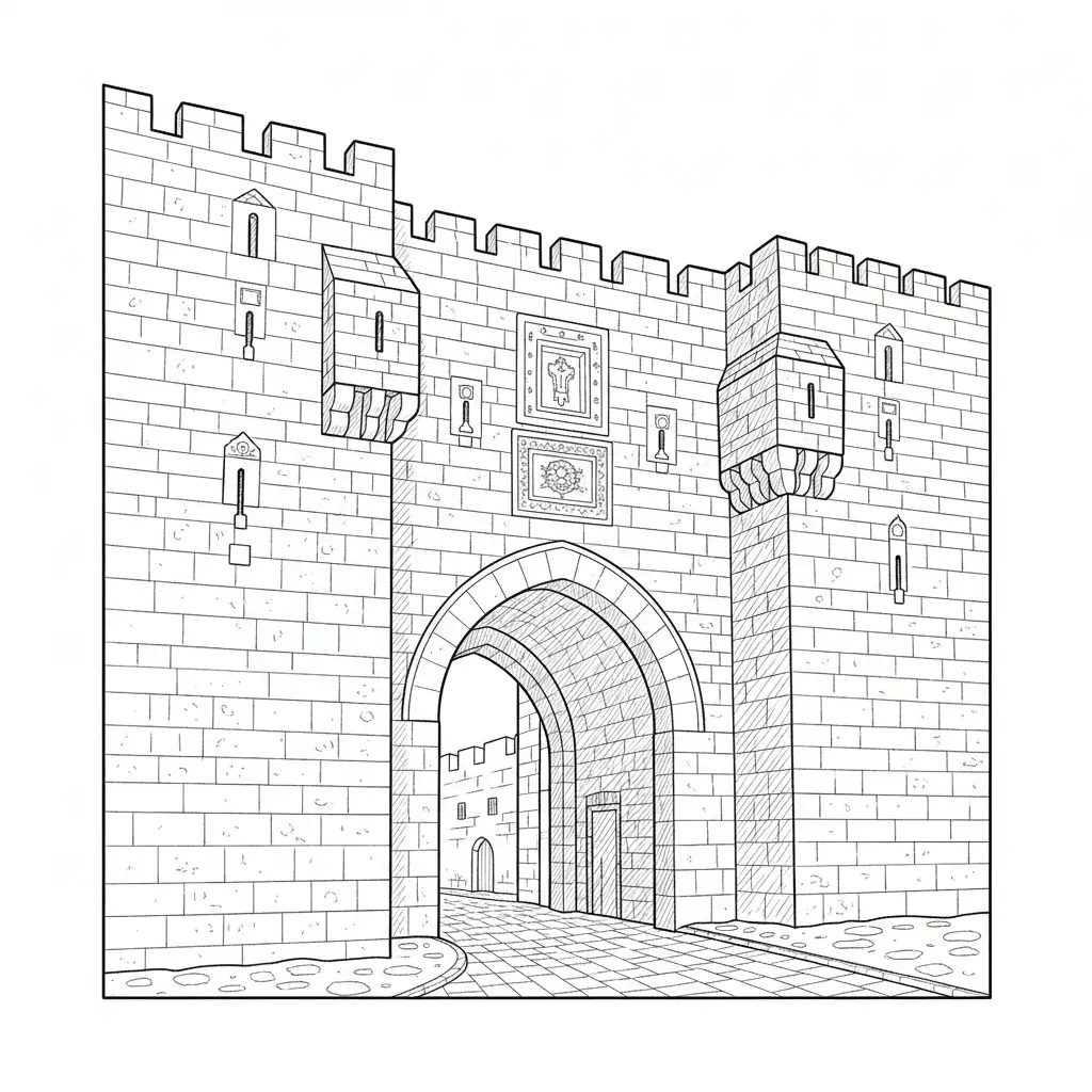 דף צביעה של שער יפו להדפסה