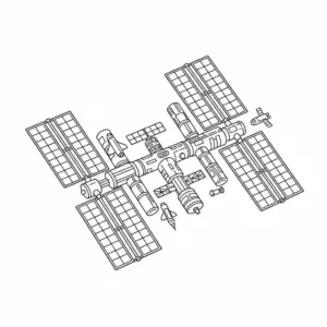 דף צביעה של תחנת חלל להדפסה