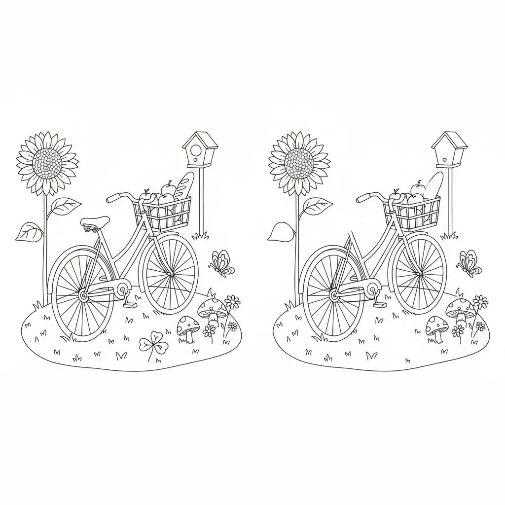 מצא את ההבדלים אופניים 5 הבדלים להדפסה