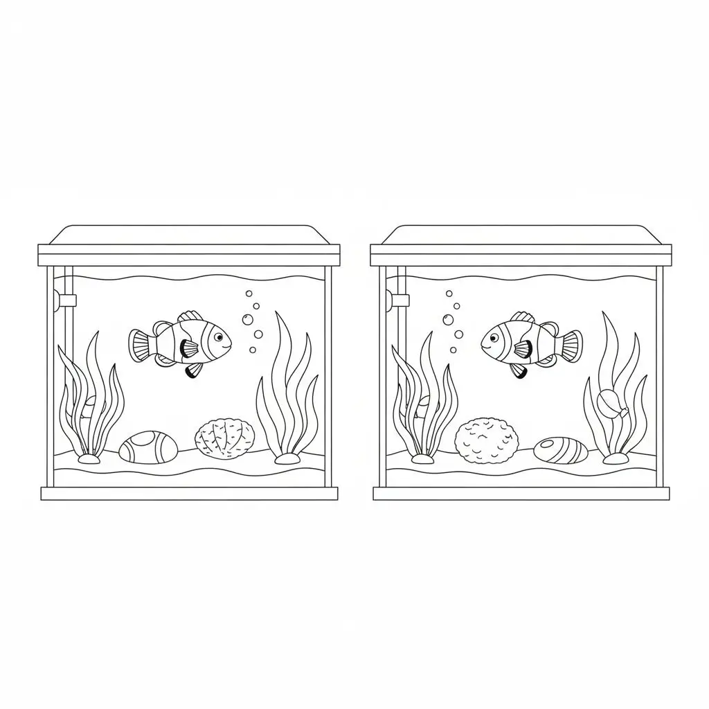 מצא את ההבדלים אקווריום 5 הבדלים להדפסה