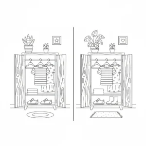 מצא את ההבדלים ארון 5 הבדלים להדפסה