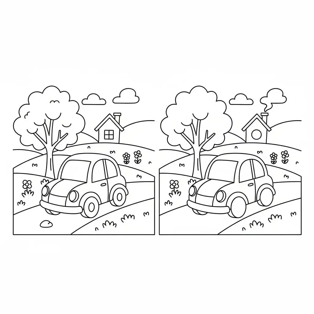 מצא את ההבדלים בכפר 5 הבדלים להדפסה