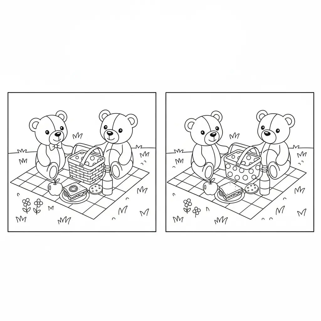 מצא את ההבדלים דובים 5 הבדלים להדפסה