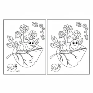 מצא את ההבדלים זחל 5 הבדלים להדפסה