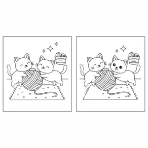 מצא את ההבדלים חתולים 5 הבדלים להדפסה