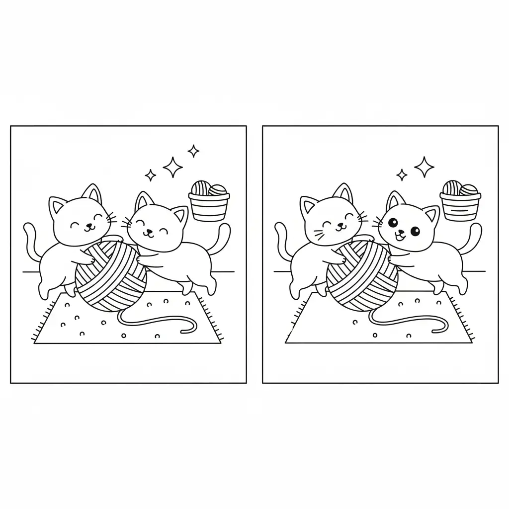 מצא את ההבדלים חתולים 5 הבדלים להדפסה