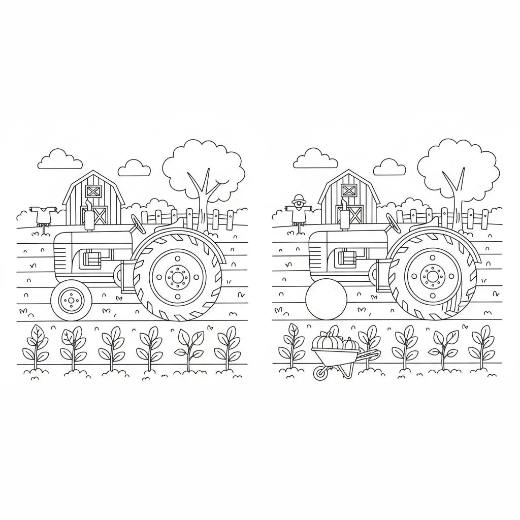 מצא את ההבדלים טרקטור 5 הבדלים להדפסה