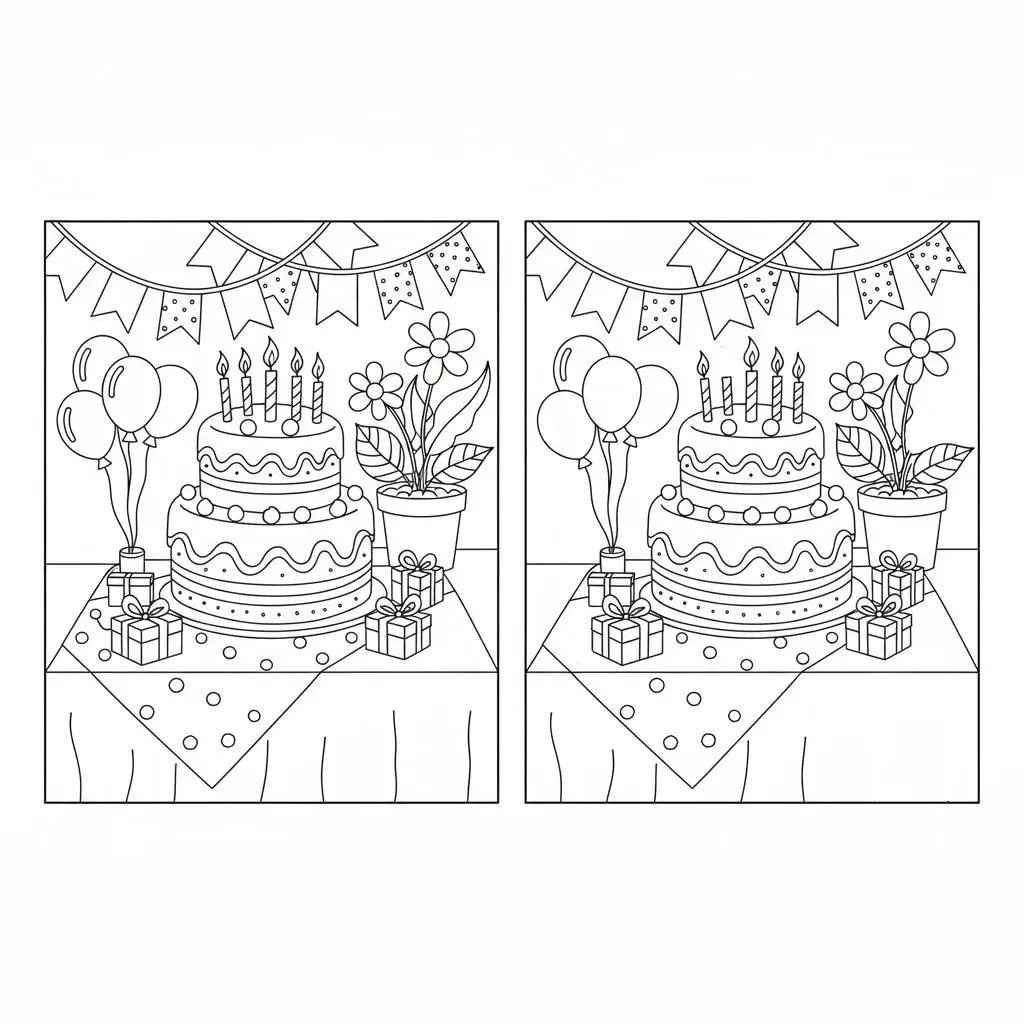 מצא את ההבדלים יומולדת 5 הבדלים להדפסה