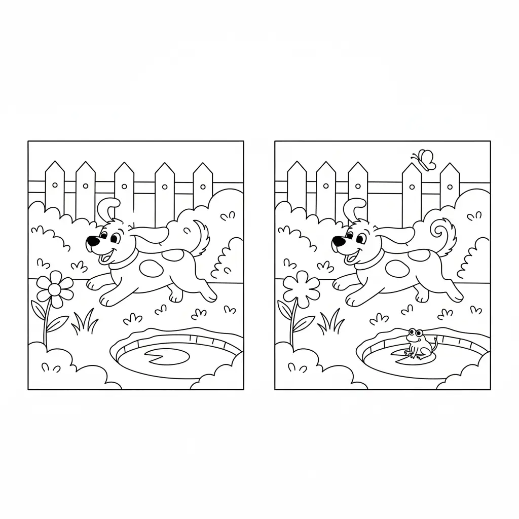 מצא את ההבדלים כלבים 5 הבדלים להדפסה