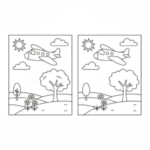 מצא את ההבדלים מטוס 5 הבדלים להדפסה