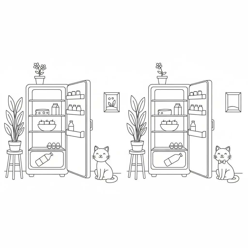 מצא את ההבדלים מקרר 5 הבדלים להדפסה