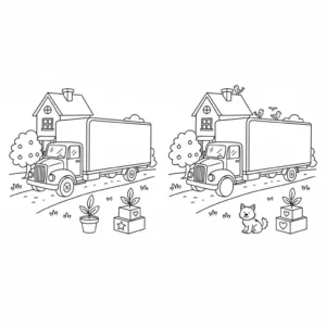 מצא את ההבדלים משאית 5 הבדלים להדפסה