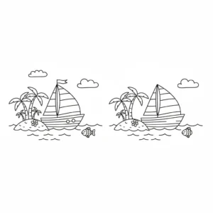 מצא את ההבדלים סירה 5 הבדלים להדפסה