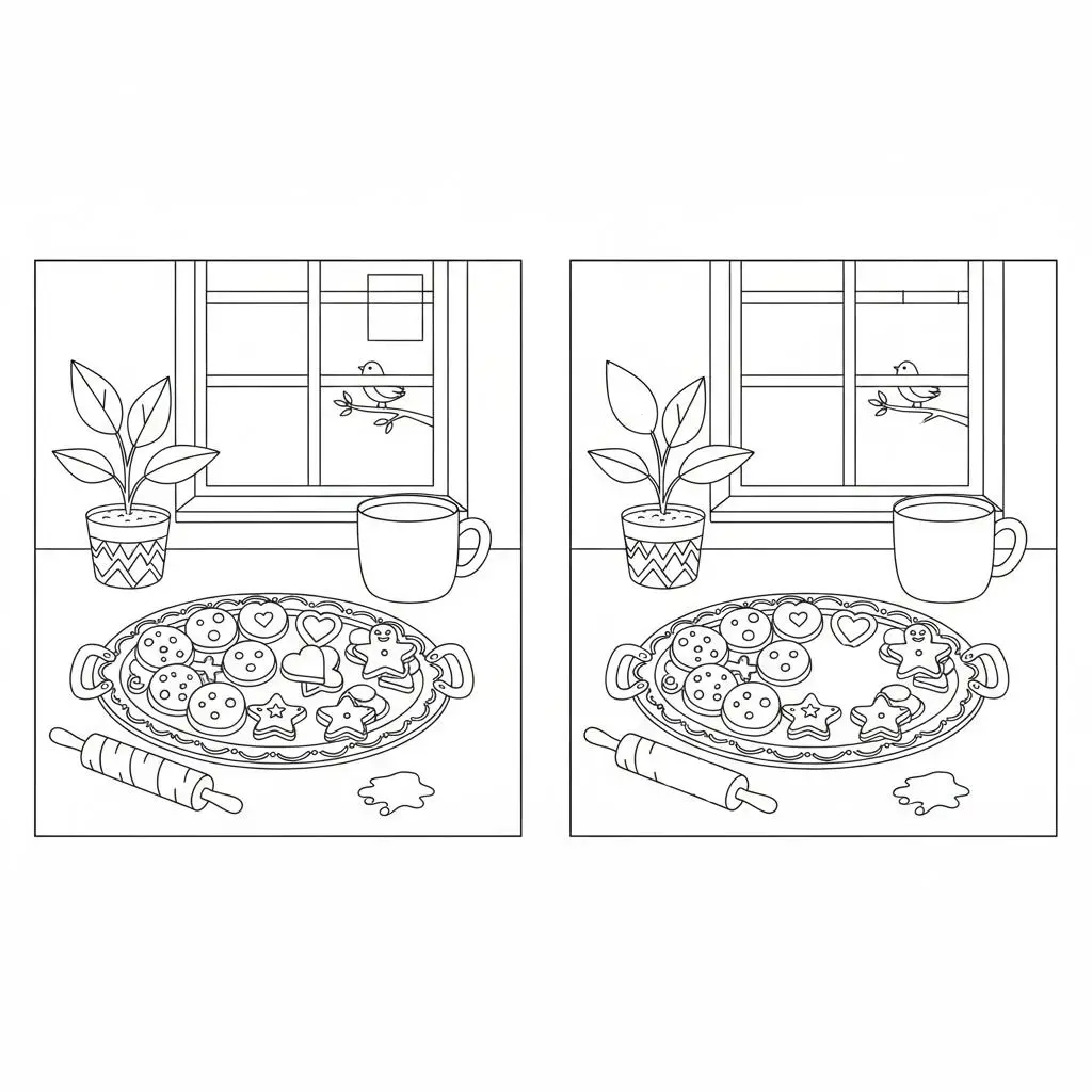 מצא את ההבדלים עוגיות 5 הבדלים להדפסה