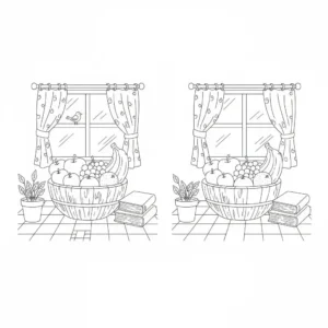 מצא את ההבדלים פירות 5 הבדלים להדפסה