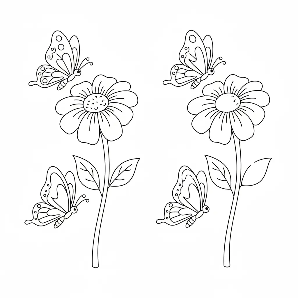 מצא את ההבדלים פרפרים 5 הבדלים להדפסה