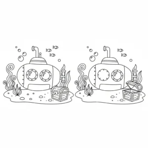 מצא את ההבדלים צוללת 5 הבדלים להדפסה