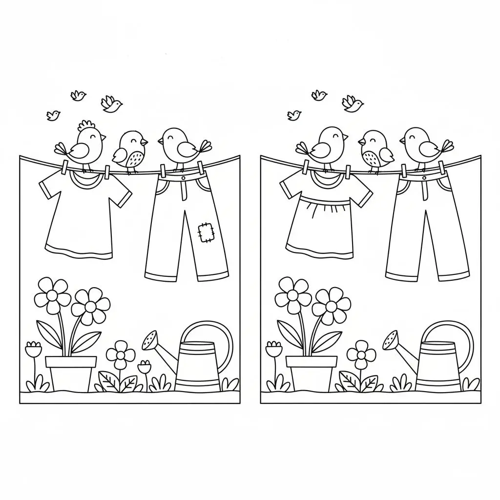 מצא את ההבדלים ציפורים 5 הבדלים להדפסה