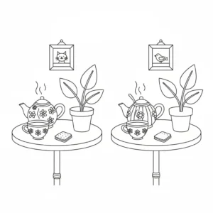 מצא את ההבדלים תה 5 הבדלים להדפסה