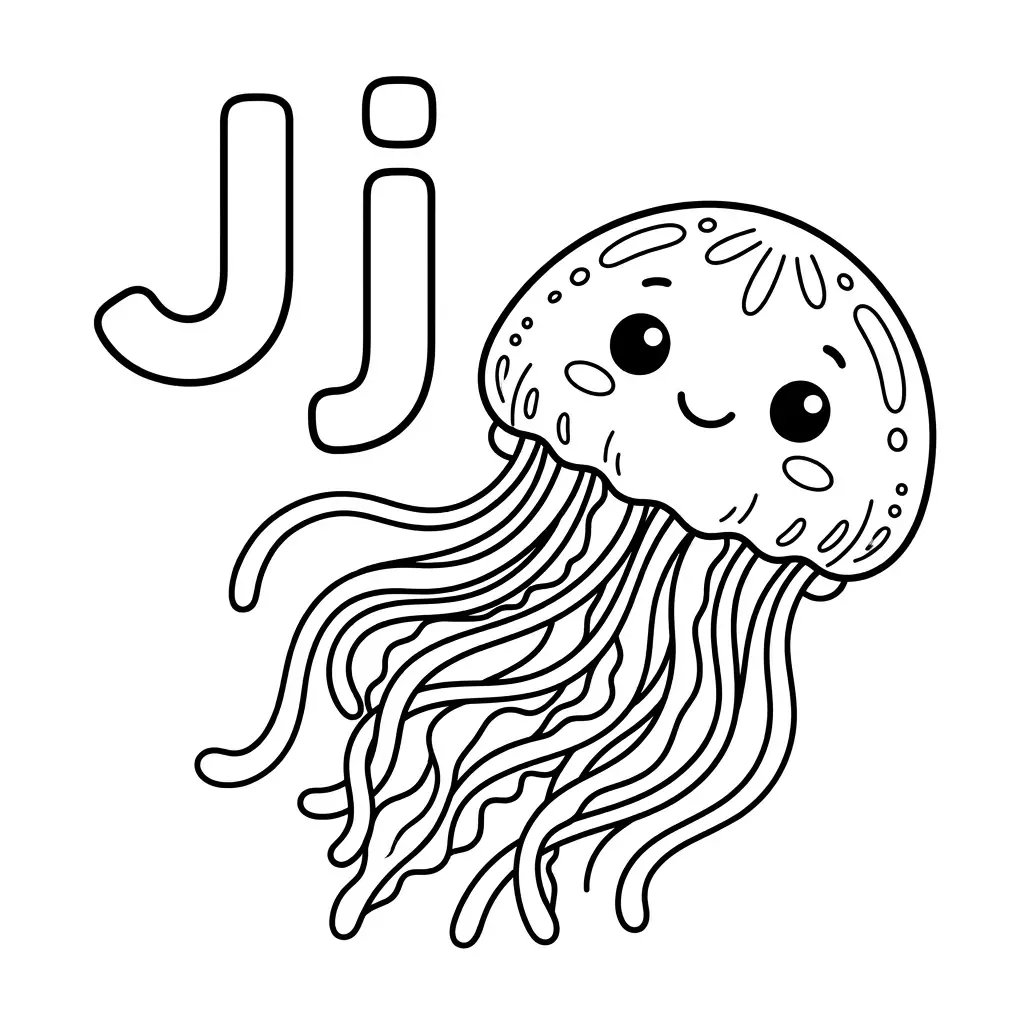 דף צביעה של האות J | דפי צביעה להדפסה