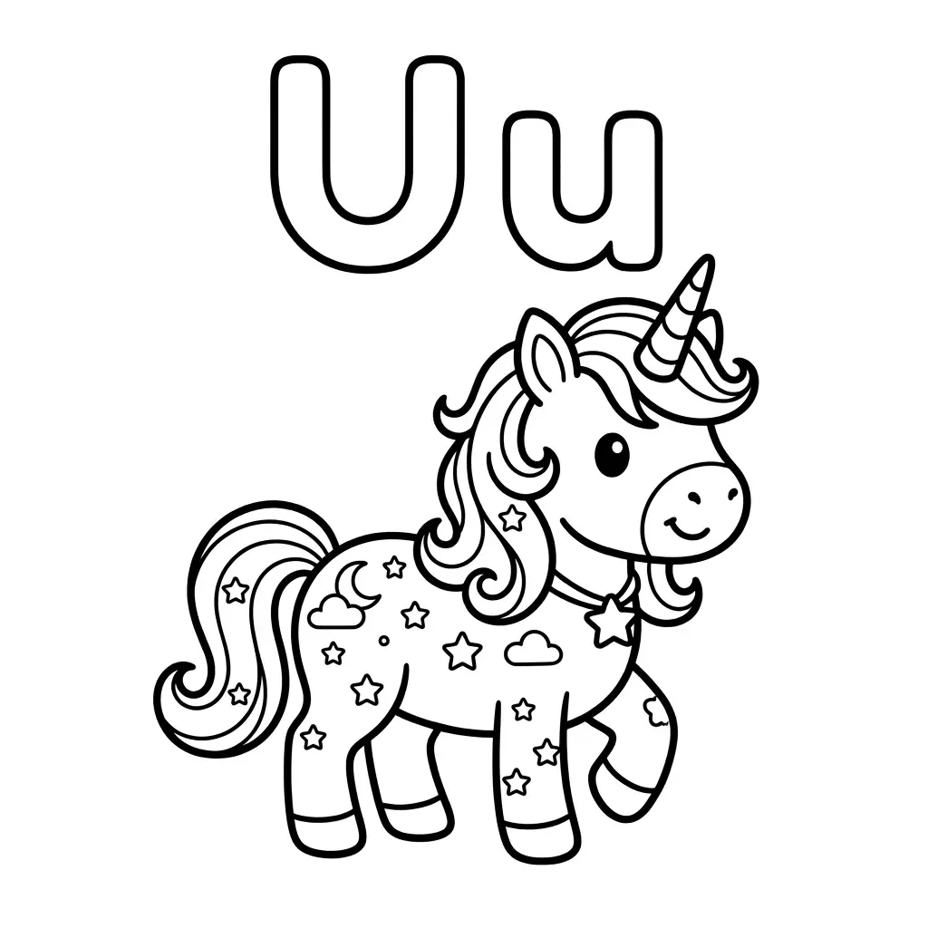 דף צביעה של האות U | דפי צביעה להדפסה
