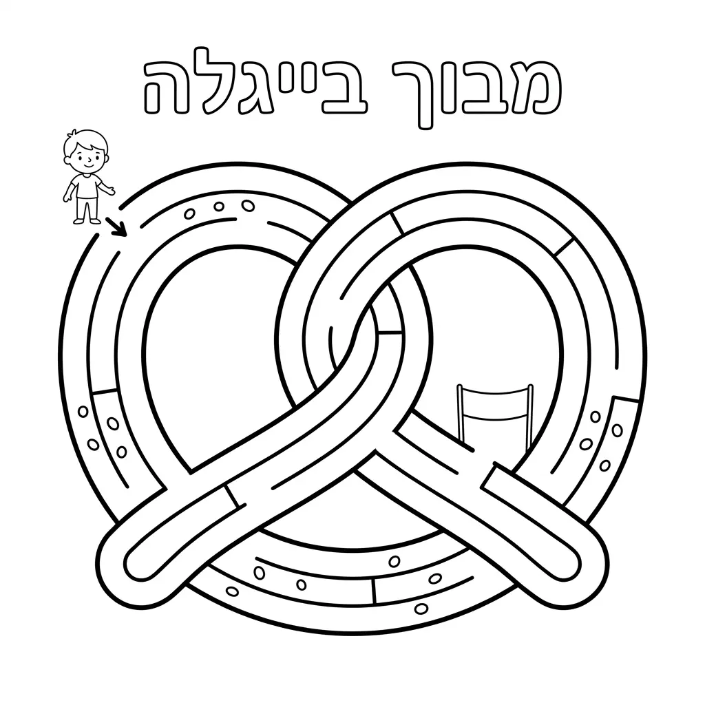 דף צביעה מבוך של בייגלה להדפסה