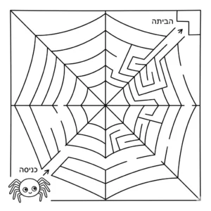 דף צביעה מבוך של קורי עכביש להדפסה