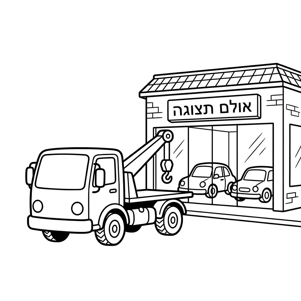 דף צביעה של גרר מכוניות קטן להדפסה