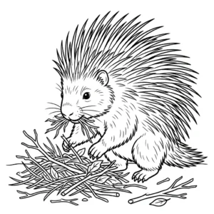 דף צביעה של דרבן אוסף ענפים להדפסה