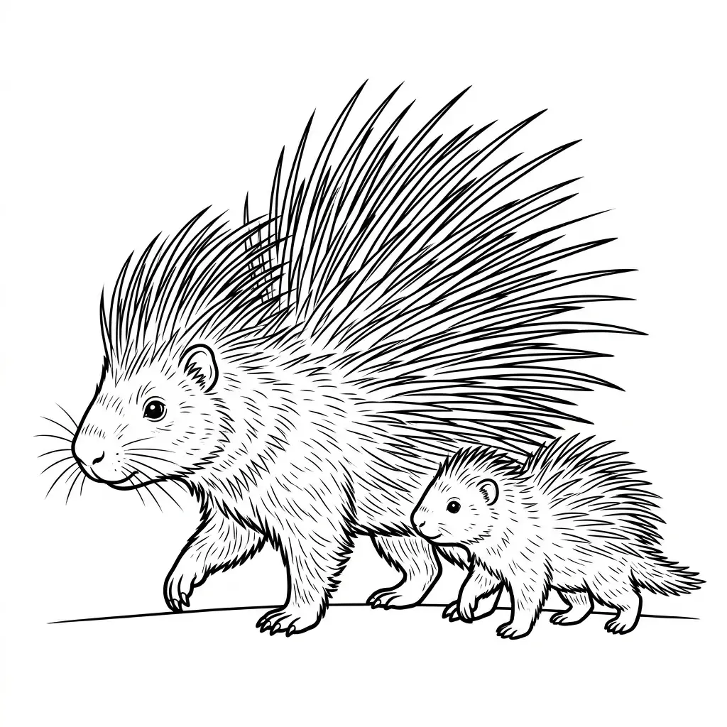 דף צביעה של דרבן אמא וגור להדפסה