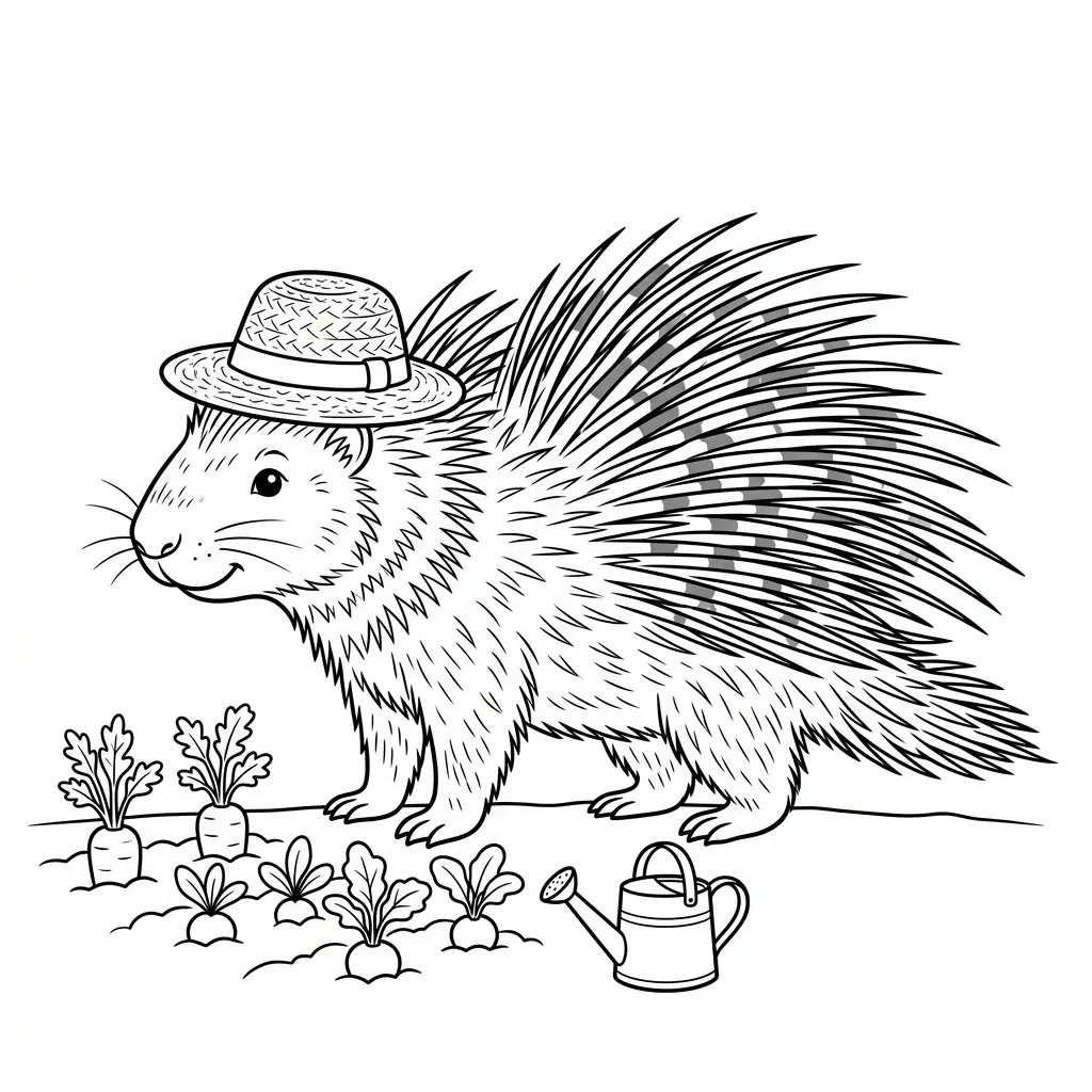 דף צביעה של דרבן בגינת ירק להדפסה