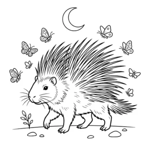 דף צביעה של דרבן בטיול לילי להדפסה