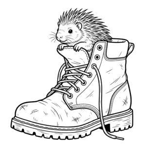 דף צביעה של דרבן בתוך מגף ענק להדפסה