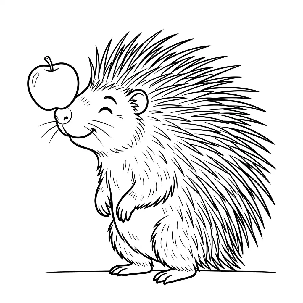 דף צביעה של דרבן ותפוח להדפסה