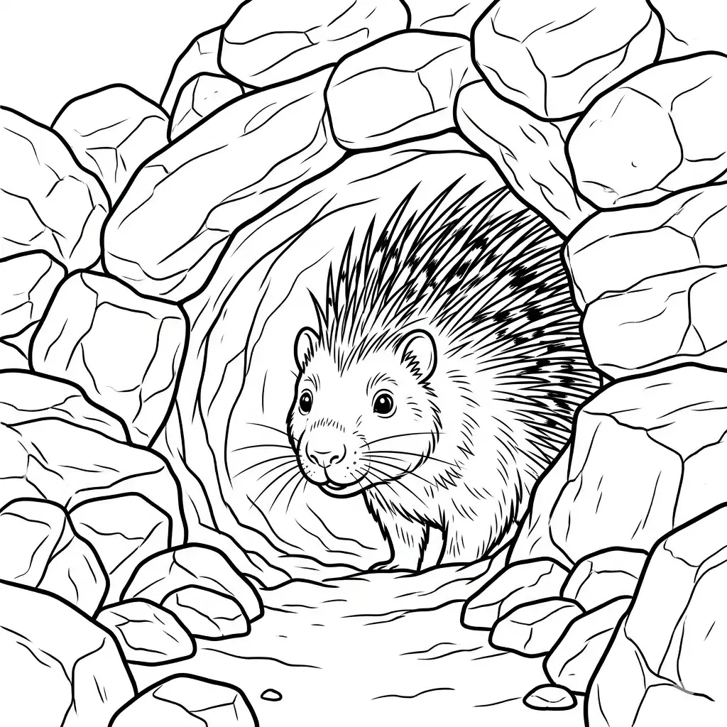 דף צביעה של דרבן מציץ מהמחילה להדפסה