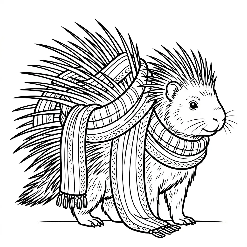 דף צביעה של דרבן עם צעיף חמים להדפסה