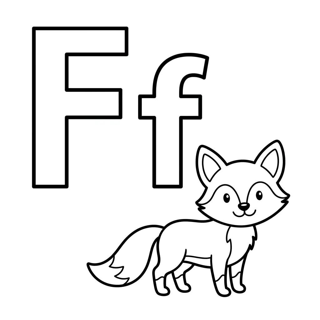דף צביעה של האות F להדפסה