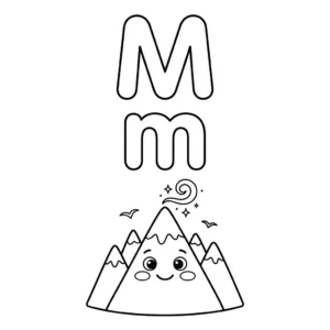 דף צביעה של האות M להדפסה
